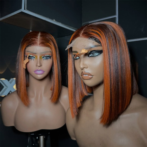 Perruques Courtes Bob Lisses en <span class=keywords><strong>Cheveux</strong></span> Indiens Naturels, Meilleures Ventes, Perruques Lace Front en <span class=keywords><strong>Cheveux</strong></span> Humains, Brun <span class=keywords><strong>Chocolat</strong></span> 12A HD pour Perruque - Product Image 2