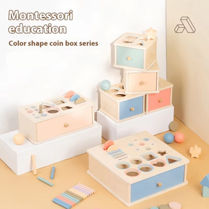 Montessori trò chơi bằng gỗ Montessori đóng hộp đồ chơi giáo dục chức năng đồ chơi trẻ em vĩnh viễn hộp đồng xu hộp bé Montessori đồ chơi - Product Image 3
