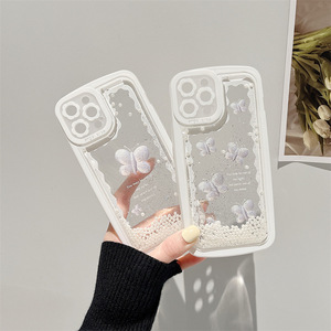 Funda trasera <span class=keywords><strong>de</strong></span> TPU suave para <span class=keywords><strong>iPhone</strong></span> <span class=keywords><strong>13</strong></span> <span class=keywords><strong>Pro</strong></span> Max, funda protectora con purpurina blanca, mariposa, gran oferta - Product Image 3