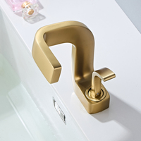 Robinet de lavabo cascade moderne en laiton avec cartouche céramique, monotrou, à poser sur comptoir, pour eau chaude/froide, pour salle de bain