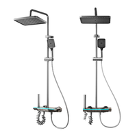 Ensemble de robinet de douche avec pistolet de douche à affichage numérique, massage atmosphérique, finition céramique polie, jet de pluie doux, touches de piano, pulvérisation de bain