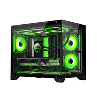 Casing komputer e-sport Gaming Desktop lintas batas menara 360 ° tampilan laut desain transparan sisi panorama stok kipas air
