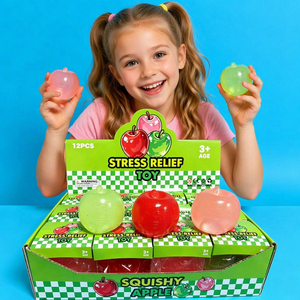 Cross-border Hot Sale Creative Mini Apple <b>Squishy</b> Toy, Transparent Appearance Apple Shaped Stress Relief Squeeze Toy - Product Image 1