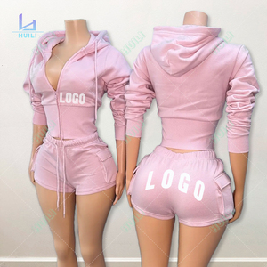 Huili เสื้อแจ็กเก็ตมีซิปผ้าเทอร์รี่มีฮู้ดสำหรับผู้หญิงเสื้อใส่ทำกิจกรรมมีฮู้ดสองชิ้นใส่โลโก้ได้ตามต้องการ - Product Image 6