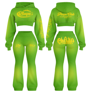 Soft Fabric <b>Zip</b> Hoodie Jogger Pants Winter Eco-Friendly Daily Wear Wholesale Ladies Premium <b>Hooded</b> Tracksuit Custom Embroidery - Product Image 2