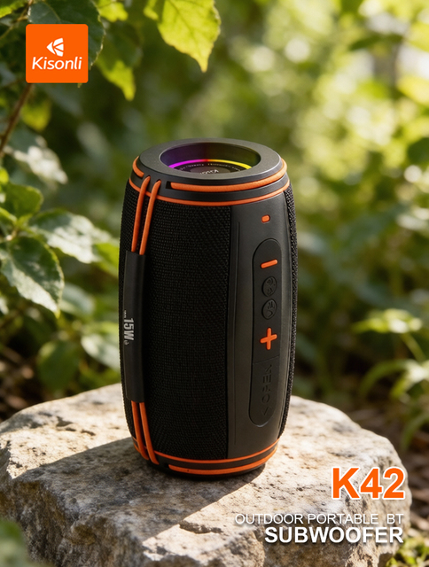 For K42 2200mAh for 5.4 Waterproof Plastic Portable Speaker IPX5/TF Card/U Disk/15W Deep Bass Hanging Hook & RGB