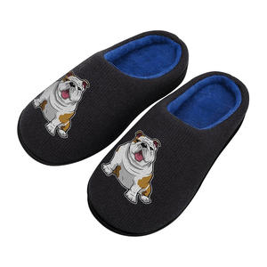 Simpatiche pantofole da <span class=keywords><strong>uomo</strong></span> in cotone lavorate a maglia con stampa Bulldog inglese Memory Foam <span class=keywords><strong>calde</strong></span> pantofole Casual per la casa - Product Image 3