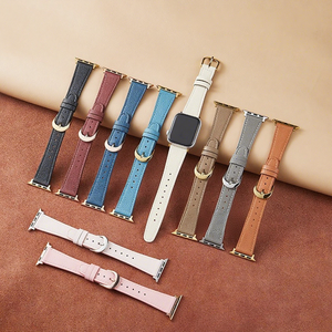 Upro Litchi Pattern Top grain Genuine Leather Watch Band for apple Watch Series 10 9 8 Luxury Slim Tapered Watch Strap - Product Image 1