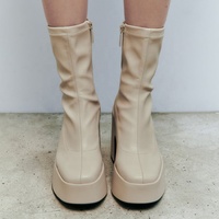 Bottines à plateforme en cuir extensible pour femmes en gros, automne