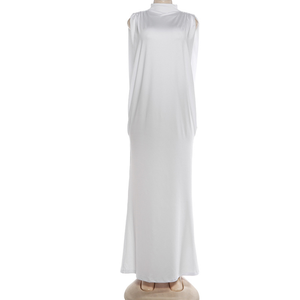 <span class=keywords><strong>Robe</strong></span> longue moulante élégante froncée pour femme, <span class=keywords><strong>col</strong></span> <span class=keywords><strong>roulé</strong></span>, <span class=keywords><strong>sans</strong></span> manches, avec découpes latérales, style plage estival - Product Image 4