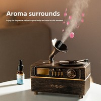 Diffuseur d'aromathérapie ultrasonique portable USB en plastique, style gramophone rétro, avec commande par application, capacité 0,5L