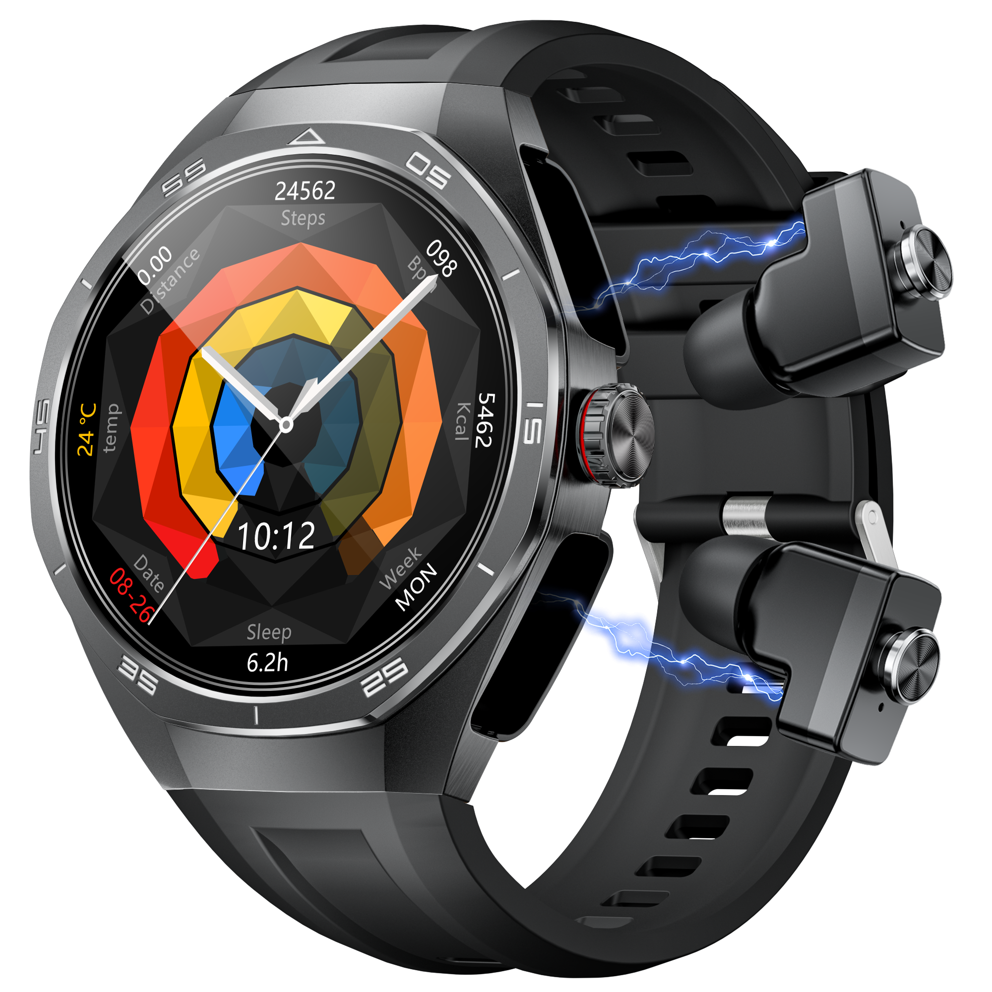 GT97  2026 Outdoors Sport Smart Watch with Earbuds BT Call 2-in-1 TWS IP67 Waterproof Heart Rate Smart Watch for Men