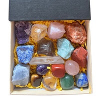 Vente en gros de gravier de cristal naturel, pierres de guérison, coffret en bois, ensemble de 7 pierres des chakras pour la méditation