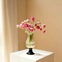 Vase en verre haut de gamme style lampe à vent, vase à fleurs rétro français de luxe, gobelet à fleurs moucheté or pour arrangement floral hydroponique
