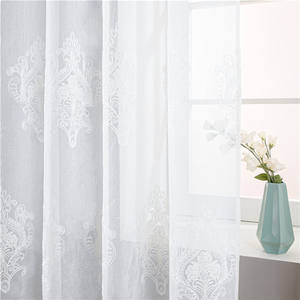 Commercio all'ingrosso Nordic Fiore Bianco Tinta Unita In Poliestere Ricamato Tappezzeria Soggiorno Tenda Pura// - Product Image 3