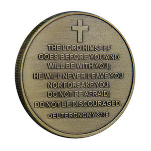 Gedenkmunt van metaal, gegoten en geplateerd, met religieus thema, twee kleurstijlen, boom des levens patroon, Bijbelvers, slogan 'ROOTED CHRIST' - Product Image 3