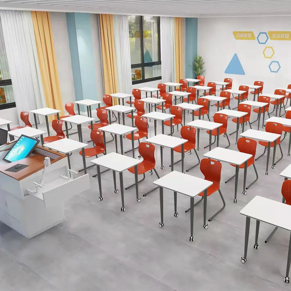 Grosir Cina Desain Populer Furnitur Sekolah Dasar Meja Pelajar Logam dan Kursi Meja Belajar Kelas Meja Pelatihan Kursi