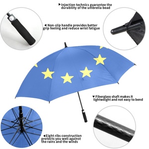 Flag-style Designed Straight <b>Umbrella</b> Custom logo Five Star Artwork Luxurious Golf <b>Umbrellas</b> Featuring Pongee 130cm Open - Product Image 2