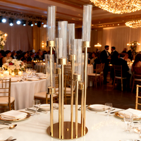 Centres de table modernes pour mariage, décorations de table, porte-bougie en métal doré, chandelier en fer doré, grand candélabre en métal
