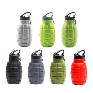 Botol air dapat dilipat silikon portabel dapat dipakai ulang kualitas makanan olahraga Gym pola logo kustom lucu penjualan terbaik - Product Image 1