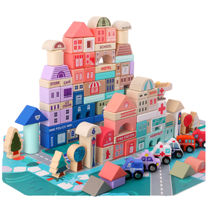 <span class=keywords><strong>Construction</strong></span> en <span class=keywords><strong>bois</strong></span> 115 pièces ville blocs <span class=keywords><strong>de</strong></span> <span class=keywords><strong>construction</strong></span> ensemble éducatif ludique empilable jouets pour enfants d'âge préscolaire pour les tout-petits - Product Image 1