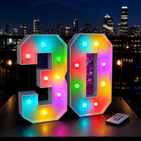 Lampes à lettres lumineuses LED colorées à couleurs changeantes pour mariage, numéros personnalisés, utilisation publicitaire pour bars et bâtiments DC