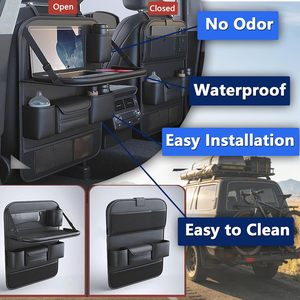 Organisateur de siège arrière de <span class=keywords><strong>voiture</strong></span> <span class=keywords><strong>avec</strong></span> support pour <span class=keywords><strong>tablette</strong></span>, poches de rangement, plateau pliable pour aliments et matériau PU - Accessoires de voyage de luxe - Product Image 2