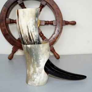 Bol artisanal en corne de buffle véritable, fait main, écologique, rond, pour la décoration de la maison, artisanat, tasse, cuillère, accessoire de bijouterie, cadeau rustique - Product Image 1