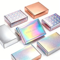 Boîte d'expédition en carton ondulé avec logo personnalisé, impression laser holographique, impression couleur intégrale, emballage cadeau pour cosmétiques et vêtements