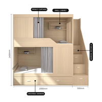 Lit Superposé Double Moderne pour Hôtel, Appartement, Capsule, Dortoir Adulte avec Escalier