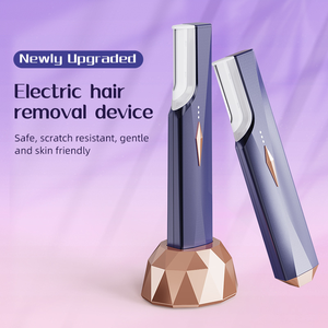 Rechargeable <strong>Hair</strong> <strong>Removal</strong> Facial Exfoliation Razor Stainless Steel Sonic Dermaplaning Tool for Women <strong>Face</strong> with Refill Blades - Product Image 1