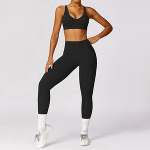 Sujetador de entrenamiento de realce acolchado de alto impacto para mujer y mallas de Fitness con Control de barriga 2 uds ropa de gimnasio 2025 - Product Image 5