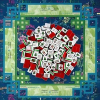 Ensemble de Mahjong Américain de Noël 160 pièces 32mm Tuiles en Acrylique à Dos Rouge avec Tapis Pagode Vert Marine pour les Fêtes