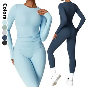 Autumn Winter Yoga Sets Fitness Women's Workout Clothing Long Sleeve Sports Tops High Waist Leggings Sports Wear 2023