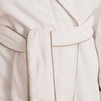 Peignoir en tissu éponge de coton avec passepoil, peignoir de spa blanc doux à col châle pour femme, peignoir de luxe pour hôtel, vente en gros