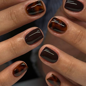 Ongles à presser série automne tons terreux, forme amande ovale, résistants à la transpiration, en ABS <span class=keywords><strong>vierge</strong></span>, pour les sorties, réutilisables, logo personnalisé, vente en gros - Product Image 3
