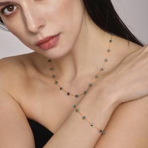 สร้อยคอทองคำแท้ 18K ดีไซน์ทันสมัย ป้องกันการหมอง พร้อมชุดสร้อยคอประดับด้วยหินธรรมชาติ สำหรับผู้หญิงและเด็กผู้หญิง - Product Image 1