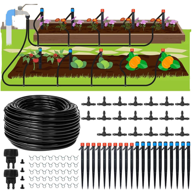 110ft Drip Irrigation System Kit Garden