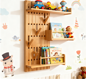 Rắn sồi & sồi Đàn Piano chính kệ treo tường cho quần áo lưu trữ & lối vào trang trí may móc - Product Image 1