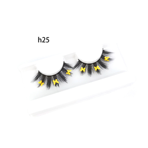 H24-pestañas de <span class=keywords><strong>2</strong></span> tonos de color, pestañas normales con etiqueta de color 3D, tira de seda de visón falso - Product Image 2