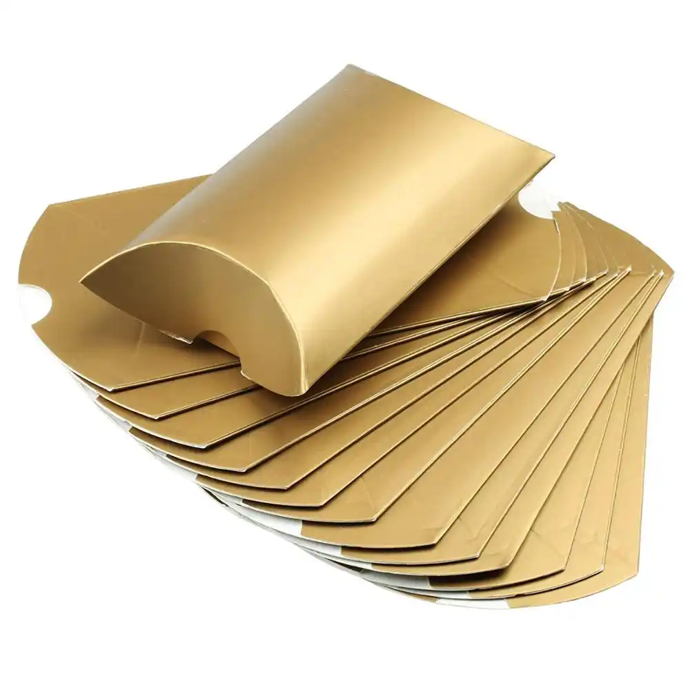 Oro Carino Cuscino Kraft Scatole di Carta Regalo di Cerimonia Nuziale Del Partito di Favore del Regalo Candy Box