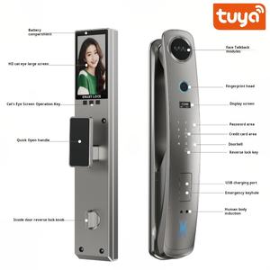 OEM Tuya kunci pintu Video pintar, kunci pintar 3D kamera rumah pintar aluminium paduan seng dengan kata sandi kunci pintar Digital - Product Image 2