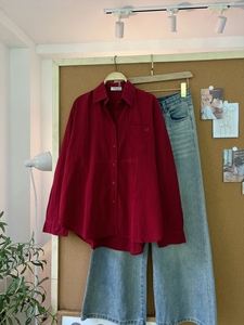 Chemise en lin ample décontractée pour femme, printemps-été, blanc, bleu, jaune, rouge, L451, avec poche brodée de lettres basiques - Product Image 4