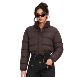 <span class=keywords><strong>Doudoune</strong></span> courte matelassée pour <span class=keywords><strong>femme</strong></span>, col montant, fermeture éclair, manches longues, manteau d'hiver chaud, vente en gros de vêtements d'extérieur - Product Image 1