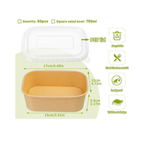 50 Pak Papier Maaltijdbereidingscontainers Met Deksels 20Oz Wegwerp En Composteerbare Afhaalmaaltijden