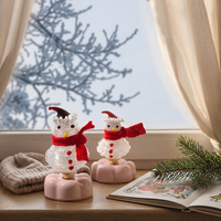 Ornement de bonhomme de neige en verre rotatif pour la décoration de table de Noël, cadeau de fête, figurine de bonhomme de neige d'hiver, décoration de bureau ou d'étagère