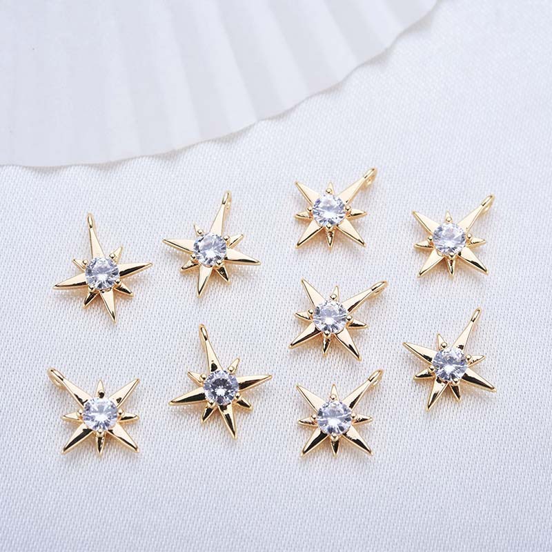 Позолоченные Подвески в виде звезд из циркония, 18 карат