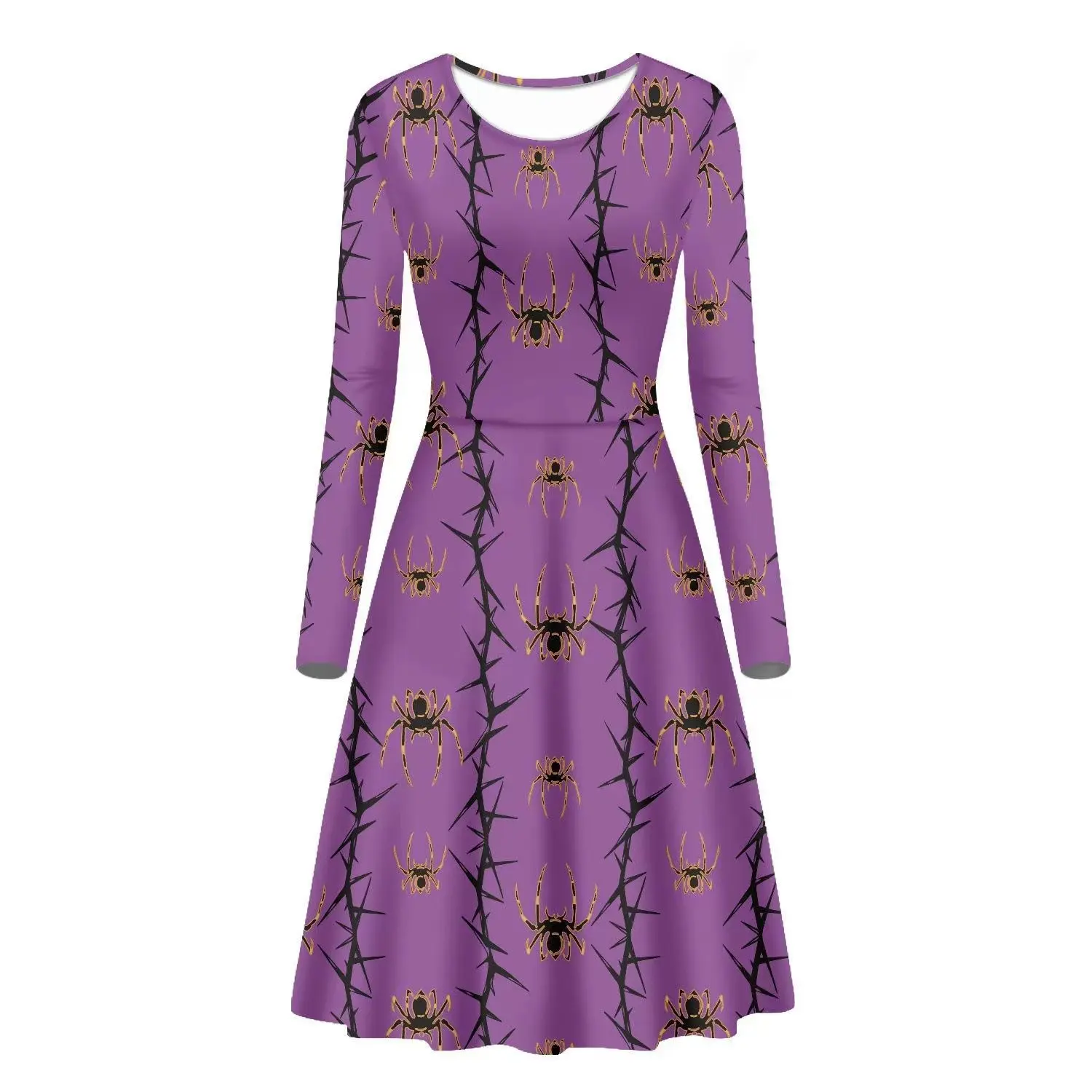 Purple Dress Women's Full Halloween Bat Design Women's Casual Hot Sale Casual Dress Women