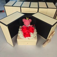 Boîte à bijoux double porte fleur éternelle pour collier Rose Graduation Noël Halloween Nouvel An Cadeaux pour la Saint-Valentin