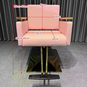 Wholesale Comfortable Pink Gold Barber Styling <b>Chair</b> Stainless Steel Adjustable Height Synthetic Leather Seat Salon Commercial - Product Image 6
